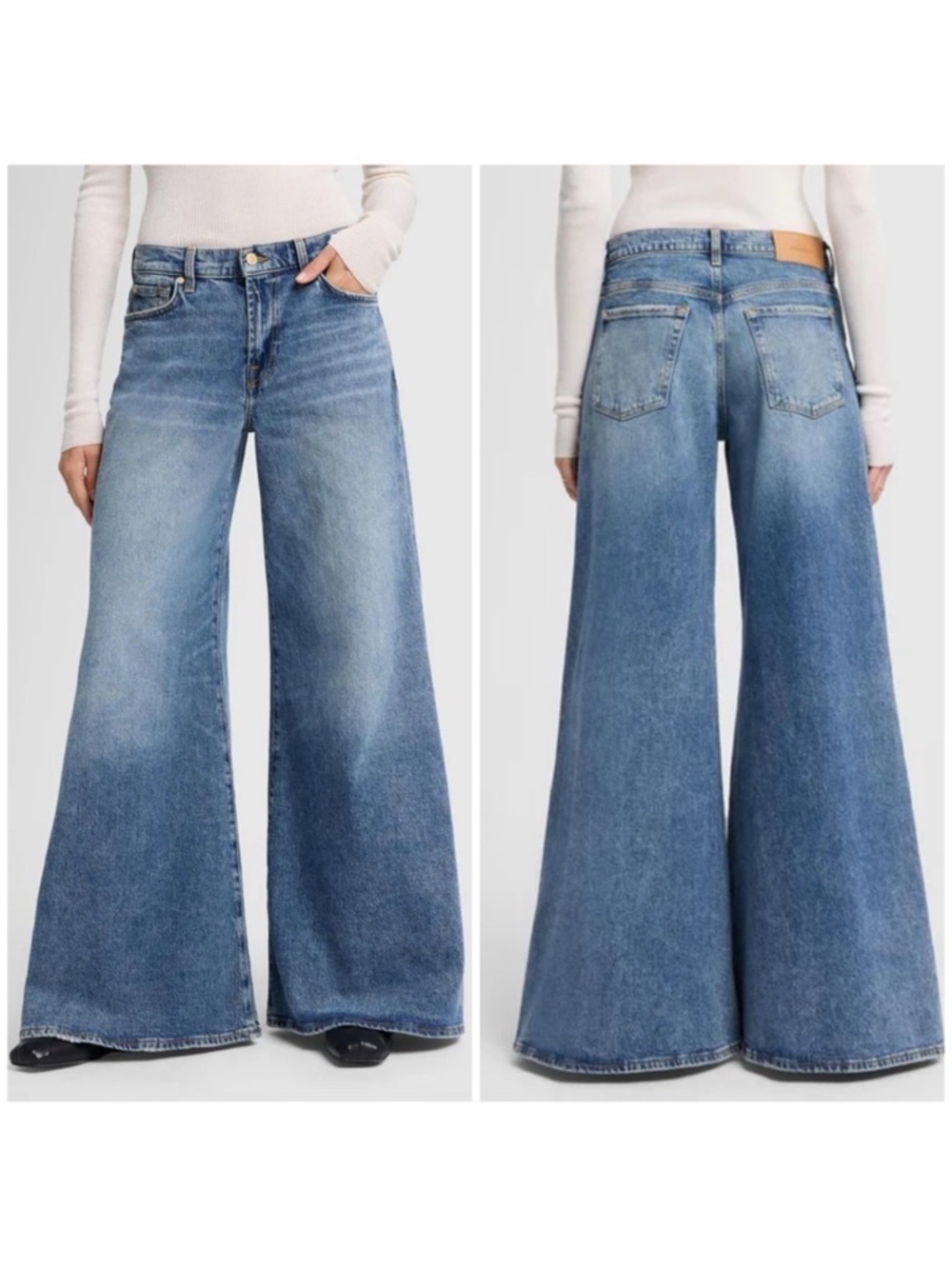 7 For All Mankind Willow Wide Leg Jeans Womens 32 Skater Boho Palazzo High Rise